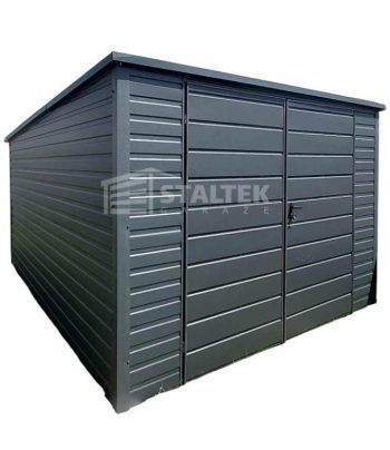 Schowek - domek ogrodowy 3,5x4,5m - brama dwuskrzydłowa - antracyt - dach spad w tył  ST144