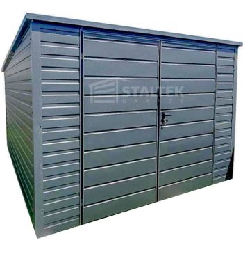 Schowek - Domek Ogrodowy 3x4,5m Brama dwuskrzydłowa - Antracyt - Dach spad w tył ST146
