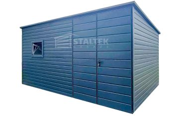 Schowek - Domek Ogrodowy 4x2,5m Brama Dwuskrzydłowa - Drzwi - Okno - Antracyt - Dach spad w tył ST151