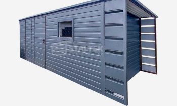 Schowek - Domek Ogrodowy 5x2m + Wiata 0,5m 2x Drzwi - Okno - dach spad w tył ST153