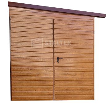Schowek - Domek Ogrodowy 3x2m - Brama Dwuskrzydłowa - jasny orzech - dach spad w bok ST101