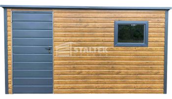 Schowek - Domek Ogrodowy 3x2 - drzwi - okno - jasny orzech - antracyt - drewnopodobny - dach spad w tył  ST158