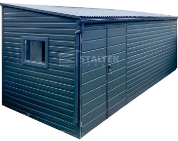 Schowek - Domek ogrodowy 5x2,5m - Brama dwuskrzydłowa - okno - antracyt - dach spad w przód ST183