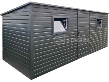 Schowek - Domek Ogrodowy 5,5x2m - drzwi - 2x okno - antracyt - dach spad w tył ST185