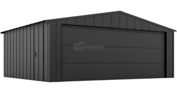 Garaż blaszany 5x6 - brama segmentowa - drzwi - blacha na rąbek - dach dwuspadowy  ST201