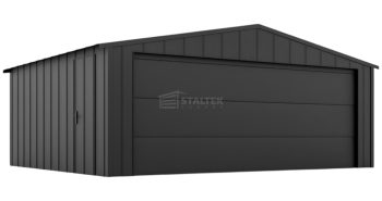 Garaż blaszany 5x4 - brama segmentowa - drzwi - blacha na rąbek - dach dwuspadowy ST202