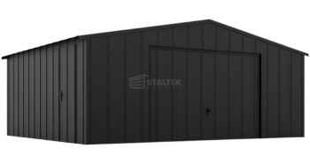 Garaż blaszany 6x6 - brama uchylna - drzwi - blacha na rąbek - dach dwuspadowy ST207