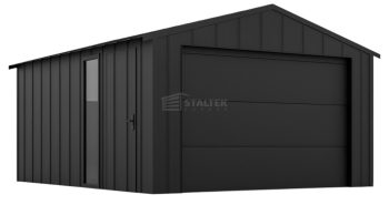 Garaż blaszany 4x6 - brama segmentowa - okno - drzwi - dach dwuspadowy - blacha na rąbek ST209