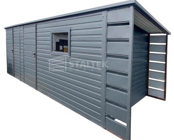 Schowek - Domek Ogrodowy 5x2 + Wiata 0,5m 2x Drzwi - Okno - dach spad w tył ST107