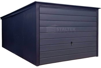 Garaż blaszany 3x5 - Brama uchylna - antracyt - dach spad w tył ST122