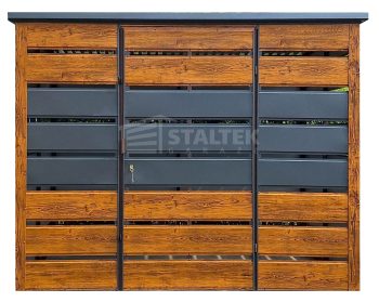 Wiata śmietnikowa 2,5x1,3 m antracyt + drewnopodobny - spad w tył ST188