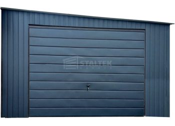 Garaż Blaszany 4,5X8M Brama Uchylna – Antracyt – Dach Spad W Bok ST215