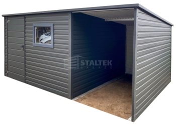 Domek ogrodowy - schowek - 2,5x2,5m – wiata 1,5x2,5m - drzwi – okno -  antracyt - dach spad w tył ST225