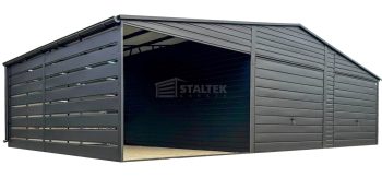 Garaż blaszany 6,5X5m – wiata 3,5x5m – 2X brama – antracyt - dach dwuspadowy - rynny ST230