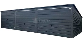 Garaż blaszany 9,4X5m – 2xbrama uchylna – brama dwuskrzydłowa - antracyt - spad w tył ST232