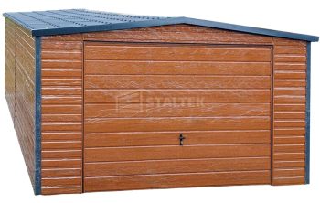 Garaż Blaszany 4,5X8M Brama Uchylna – Antracyt – Dach Spad W Bok ST216