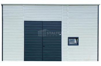 Hala Garaż blaszany 6x6 – brama – okno – drzwi - biały – dach spad w tył ST235