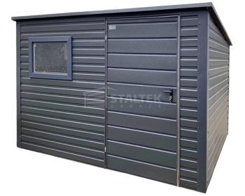 Schowek – domek ogrodowy 2,8×2 – drzwi – okno - antracyt – dach spad w tył ST237