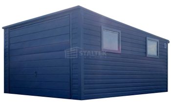 Garaż blaszany 3,5x5m - brama uchylna - 2x okno - antracyt - dach spad do tyłu ST239