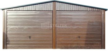 Garaż Blaszany 6,5X8 - 2X Brama Uchylna  – Drewnopodobny - Rynny - Dwuspad  ST218