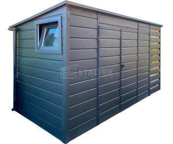 Schowek – Domek Ogrodowy 3,2×2 – Wiata 0,7×2 – Brama – Okno – Antracyt – Rynny - Dach Spad w tył ST221