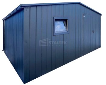 Garaż - Domek ogrodowy 6x4 m - drzwi - okno - antracyt - dach dwuspadowy - rynny ST259